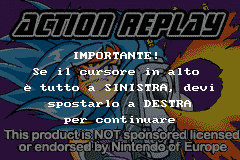Screenshot from Action Replay GBX (Italy) (Unl)