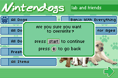 Screenshot from Dog Trainer (Europe) (DS Cheat Cartridge) (Unl)